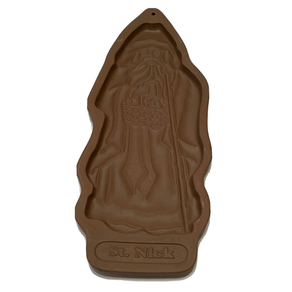 Vtg  Longaberger Pottery Cookie Mold St Nick 1993 Christmas Chocolate Shortbread